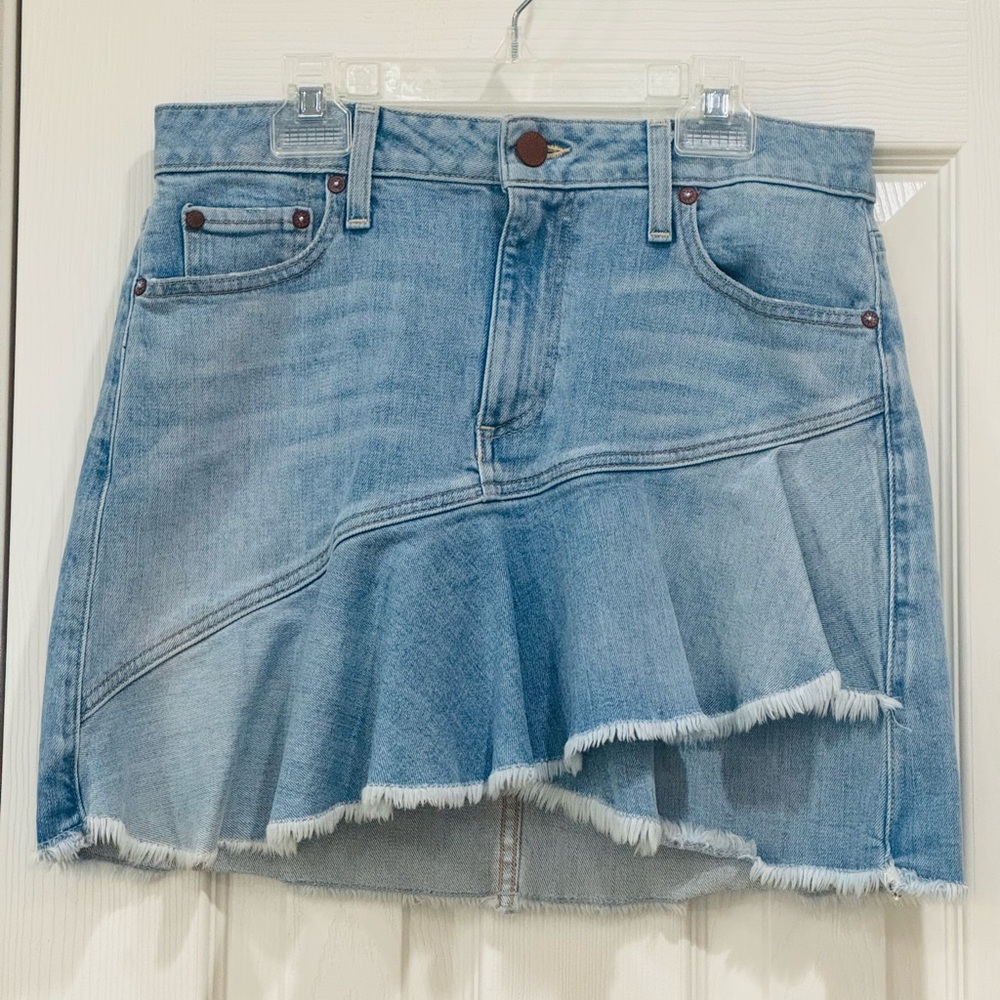 Alice + Olivia Blue Asymmetrical Skater Mini Skirt